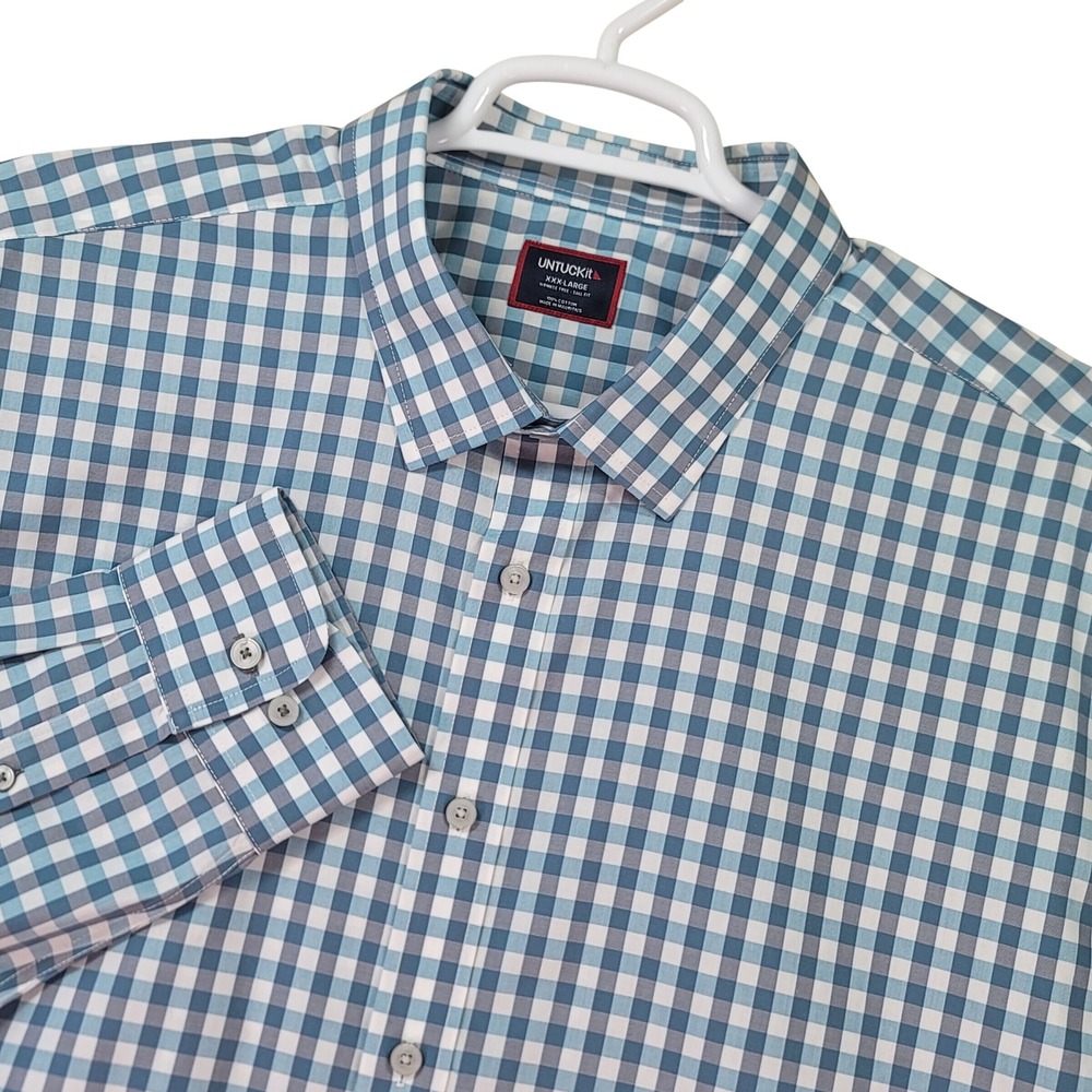 UNTUCKit Richardson WF Button Down Shirt Mens XXXL Tall Blue Gingham Excellent